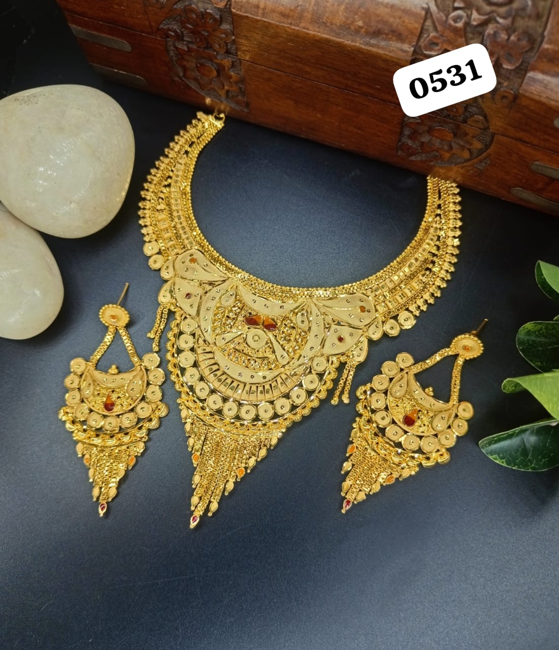 "Elegant 1gm Gold Short Necklace"