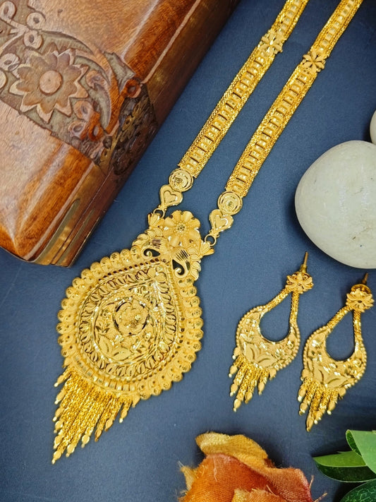 1GM GOLD RANI HAR NECKLACE SET WITH EARRING'S