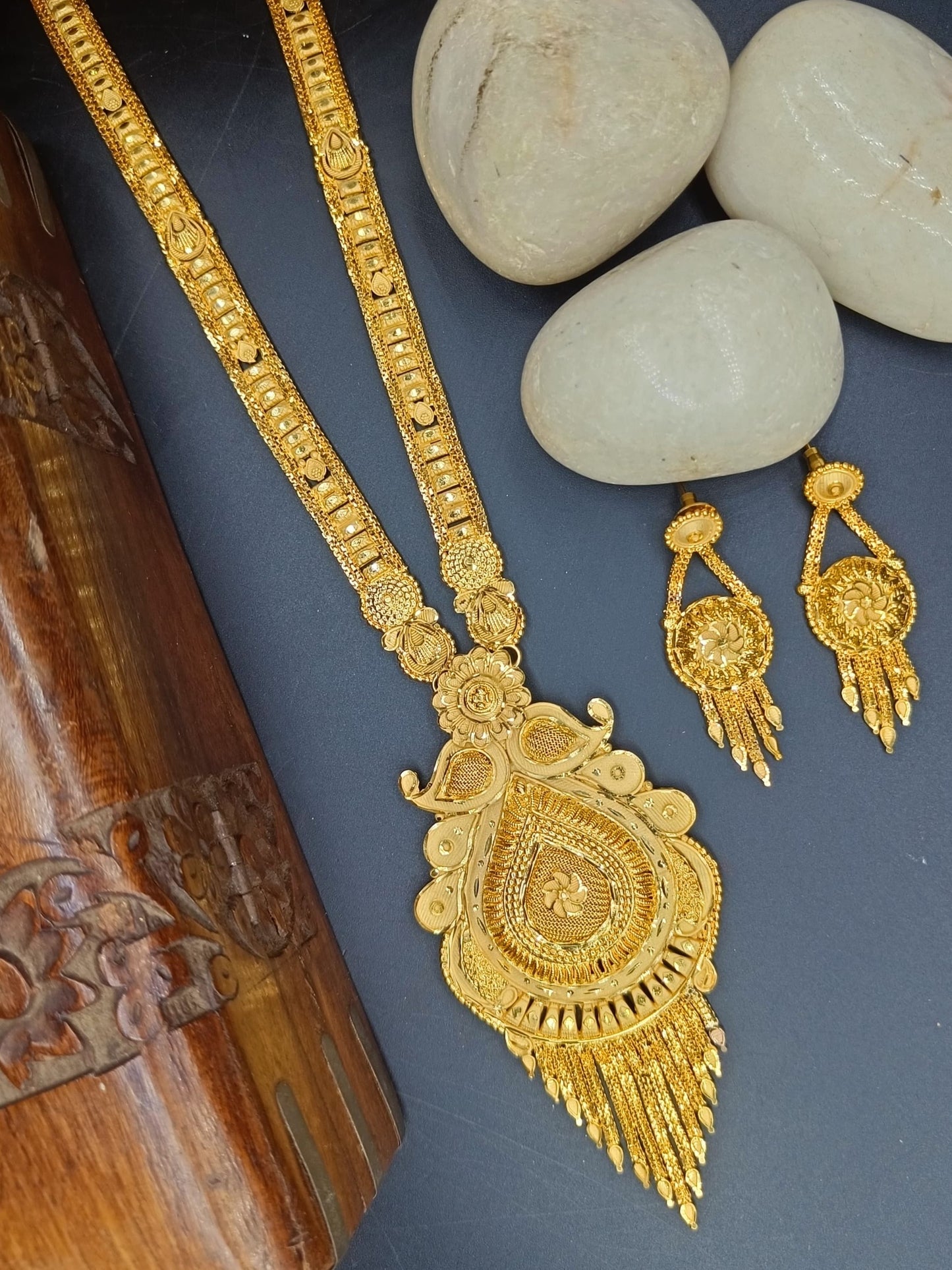 1GM GOLD RANI HAR NECKLACE SET WITH EARRING'S