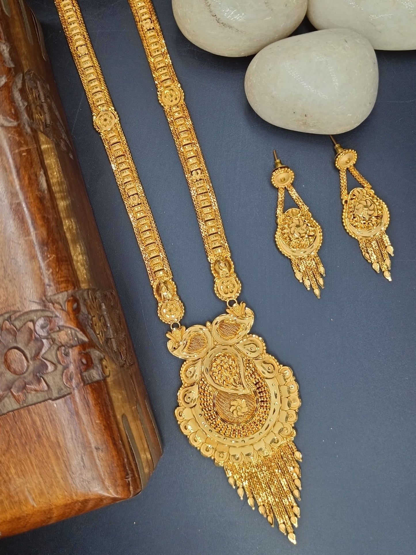 1GM GOLD RANI HAR NECKLACE SET WITH EARRING'S