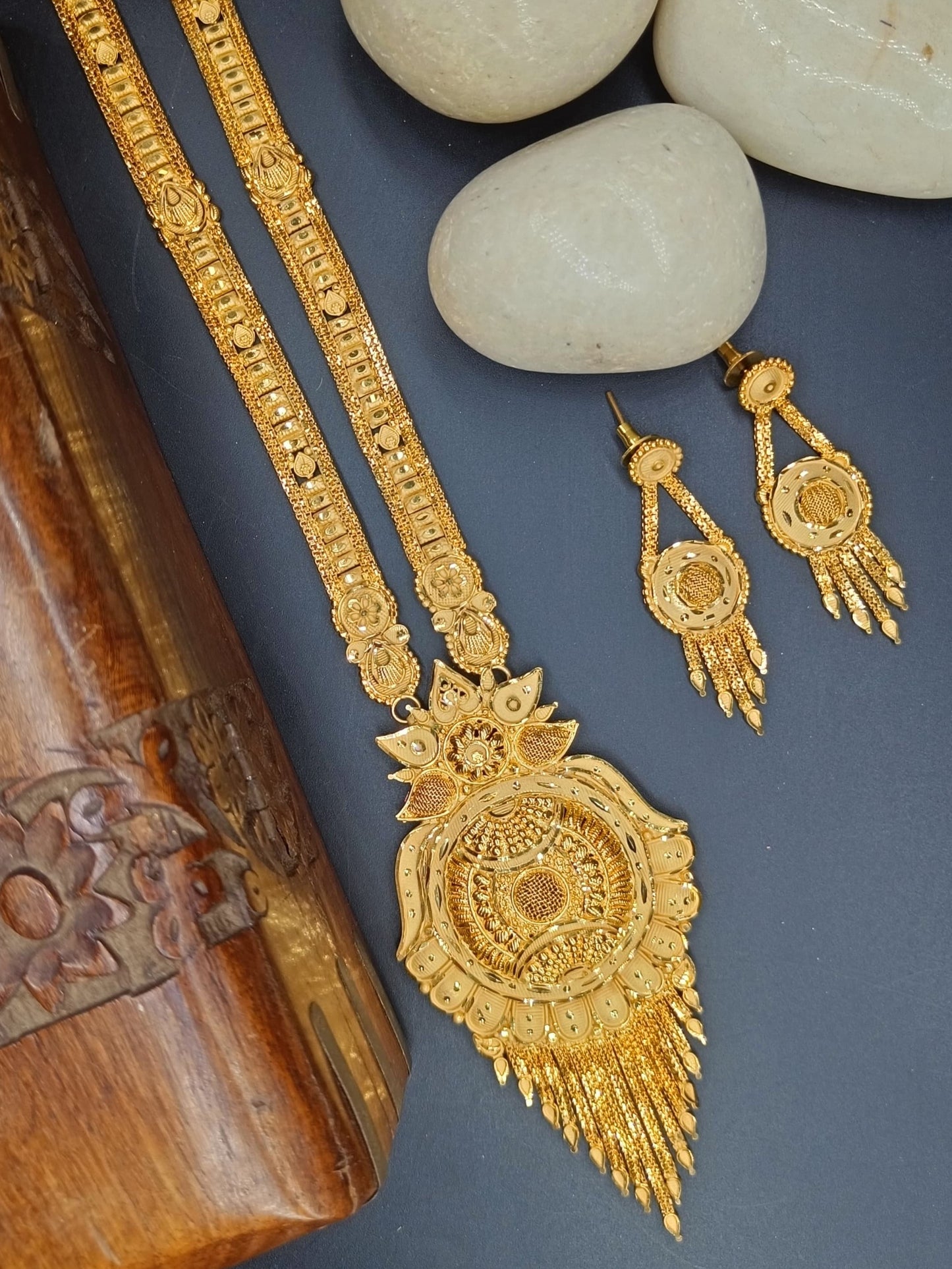 1GM GOLD RANI HAR NECKLACE SET WITH EARRING'S