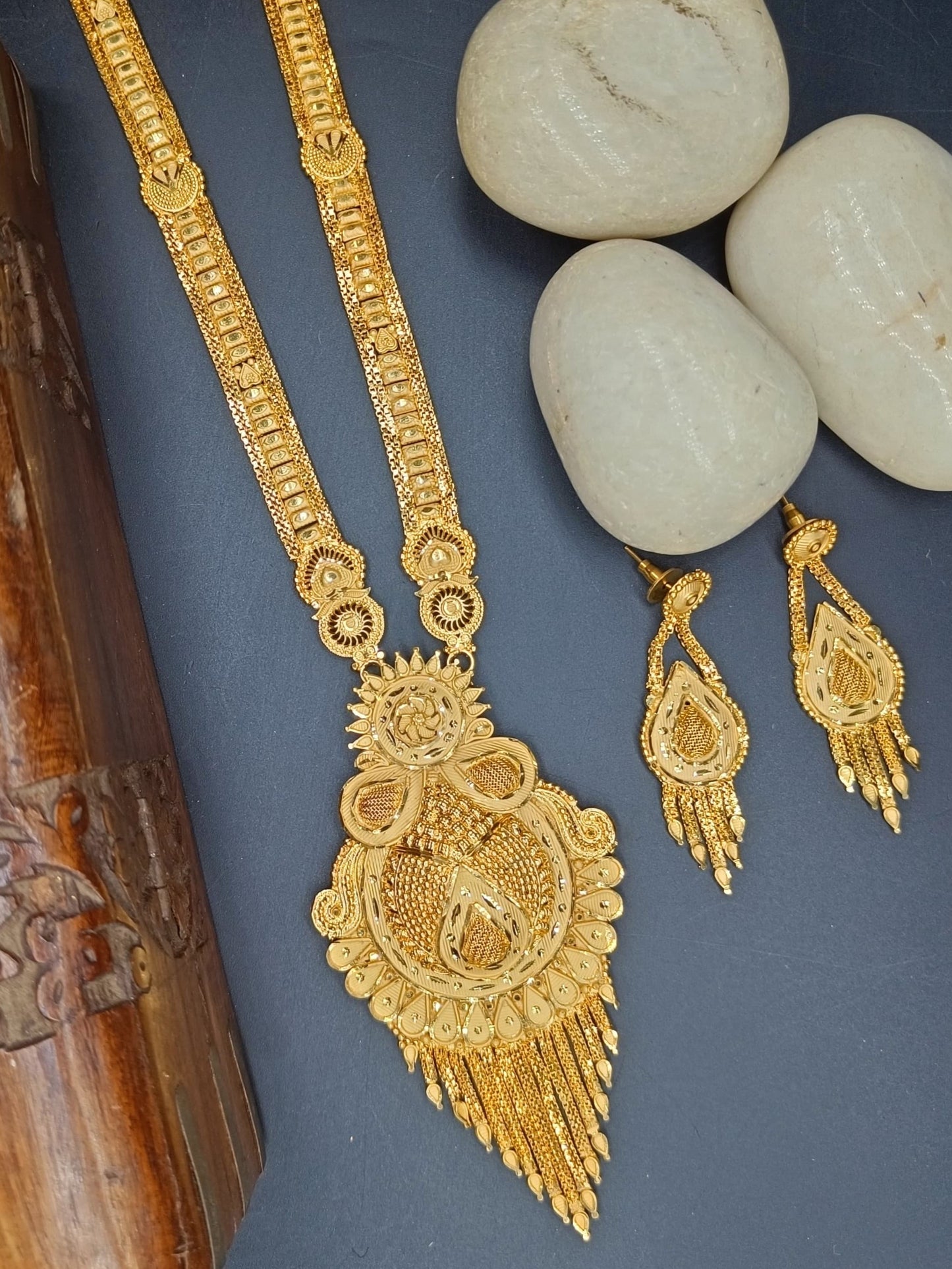 1GM GOLD RANI HAR NECKLACE SET WITH EARRING'S